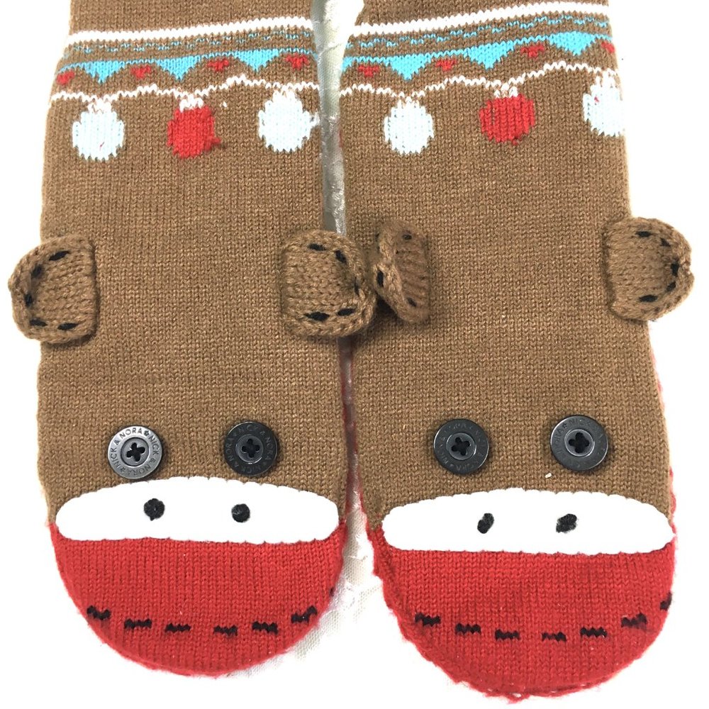 Nick & Nora Knit Sock Monkey Christmas Slippers 8-10.5